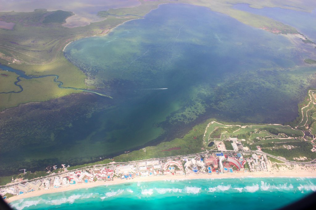 Cancun Beach aus der Luft
