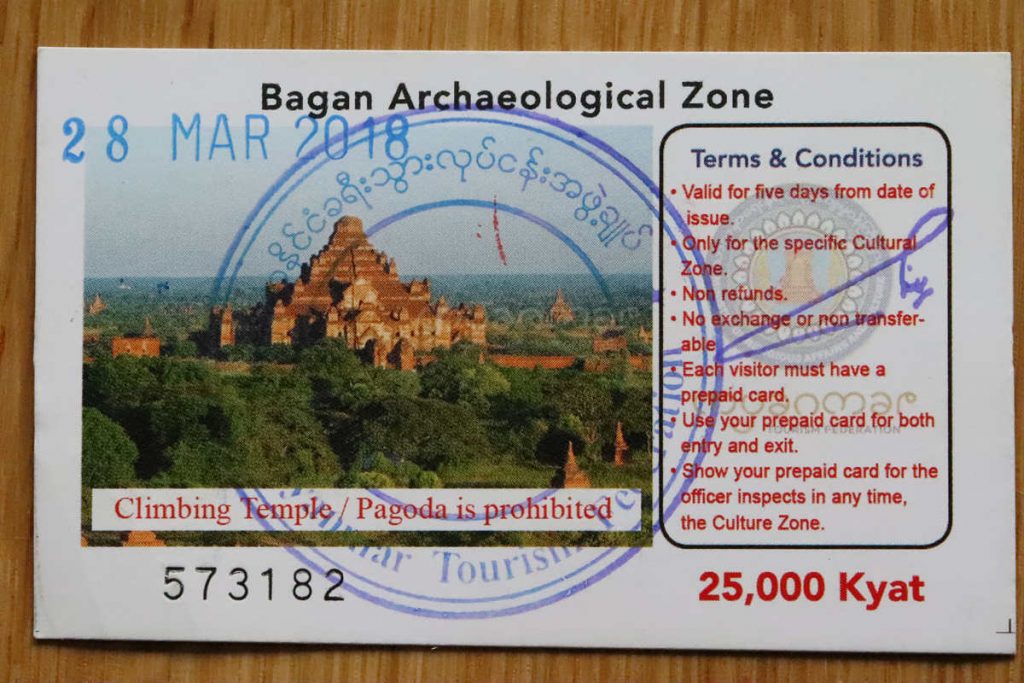 Bagan Zone Fee Ticket