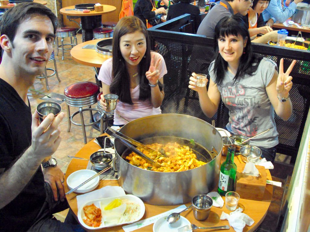 Dak-galbi in einem koreanischen Restaurant in Seoul
