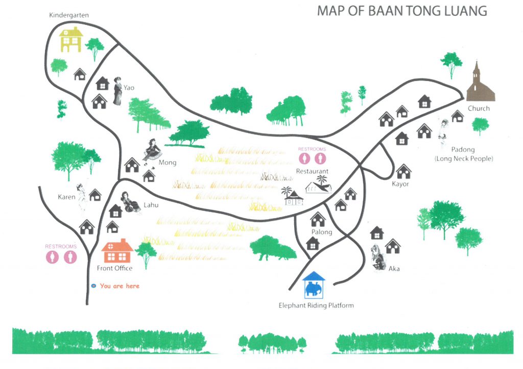 Karen Long Neck Village Map / Karte (Baan Tong Luang)