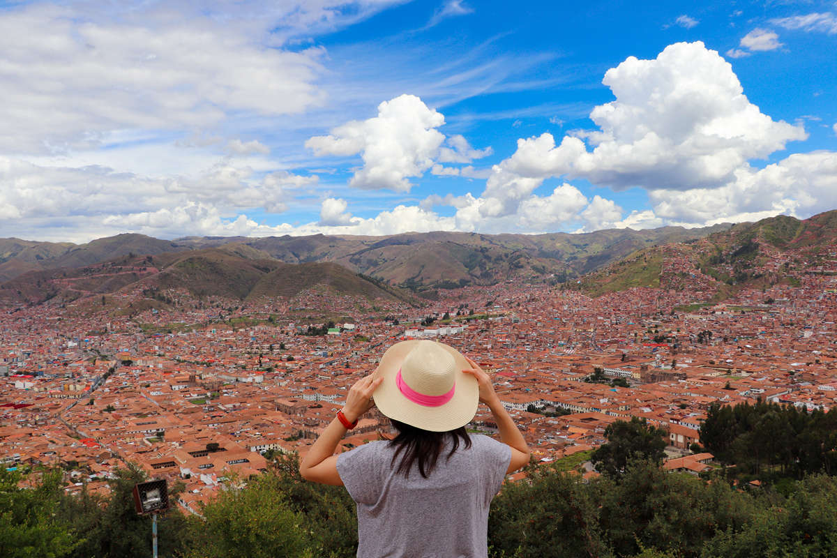 Aussicht über Cusco von Mirador desde el Cristo Blanco
