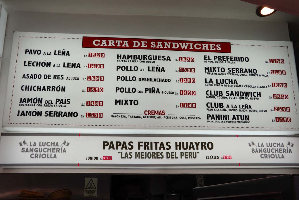 Sandwich Preise La Lucha Sanguchería