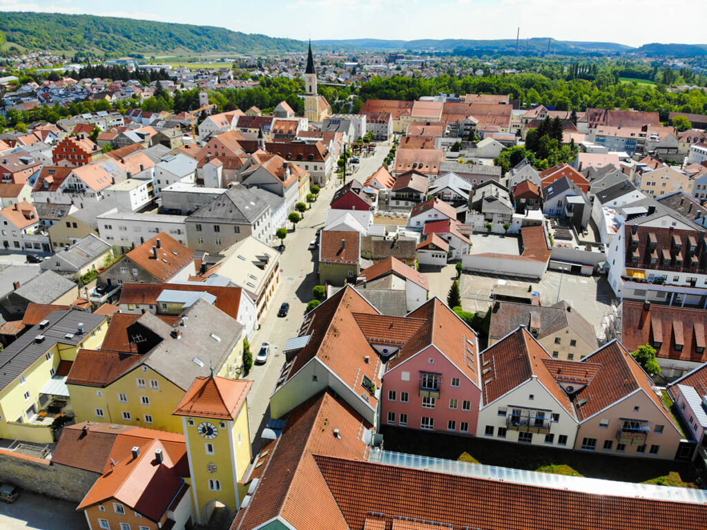 Altstadt Kelheim aus der Luft