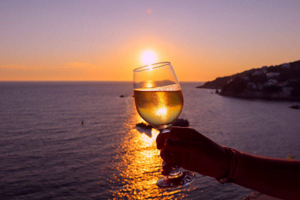 Sonnenuntergang Glas Wein Fisherman Hari