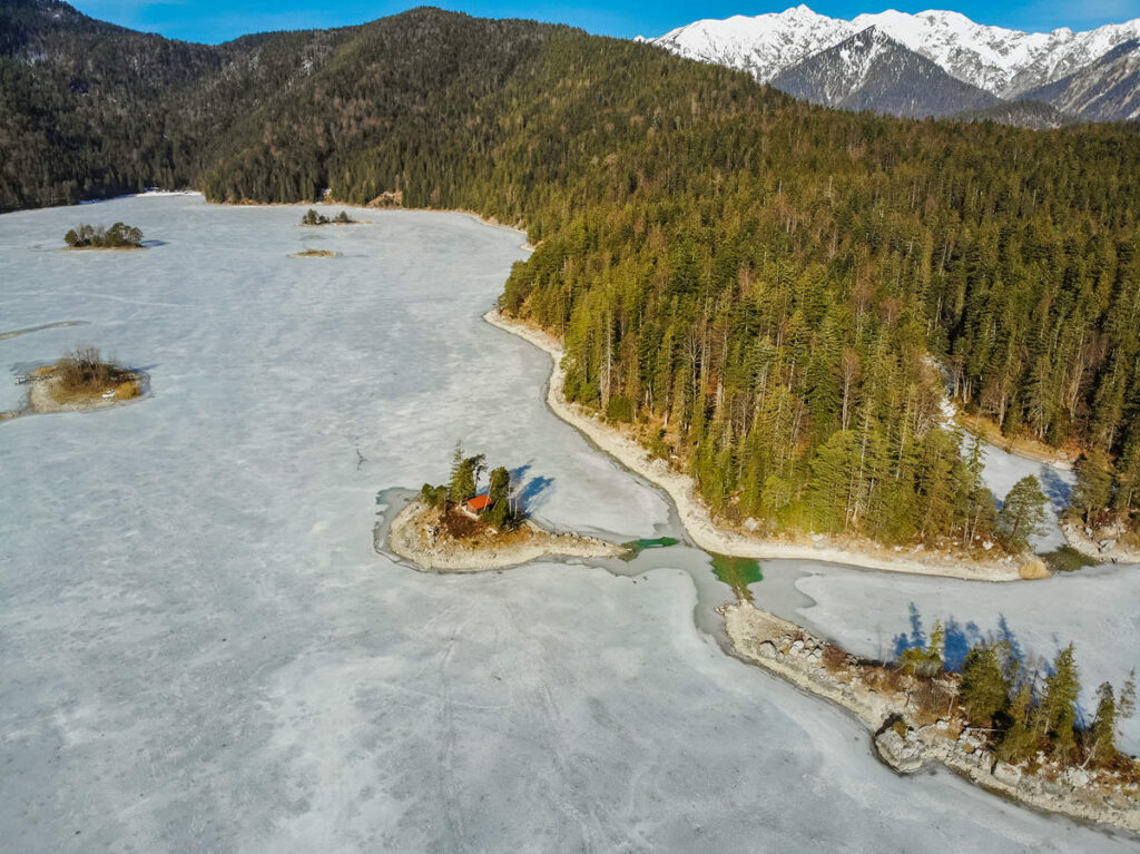 Eibsee Luftaufnahme Winter