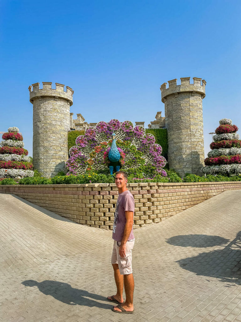 Schloss mit Pfau Dubai Miracle Garden