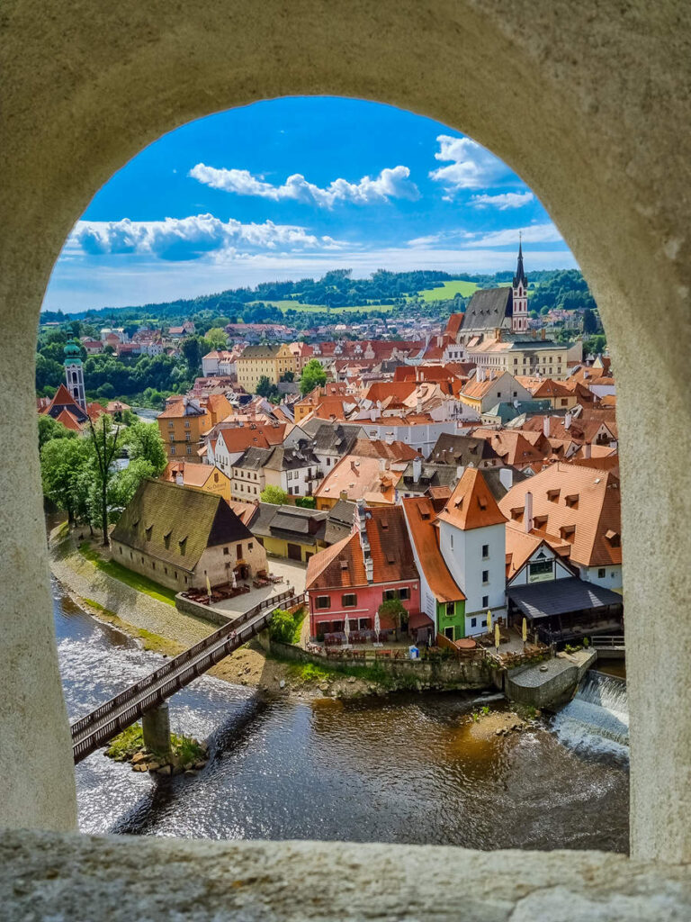 Altstadtblick Mantelbrücke Krumau