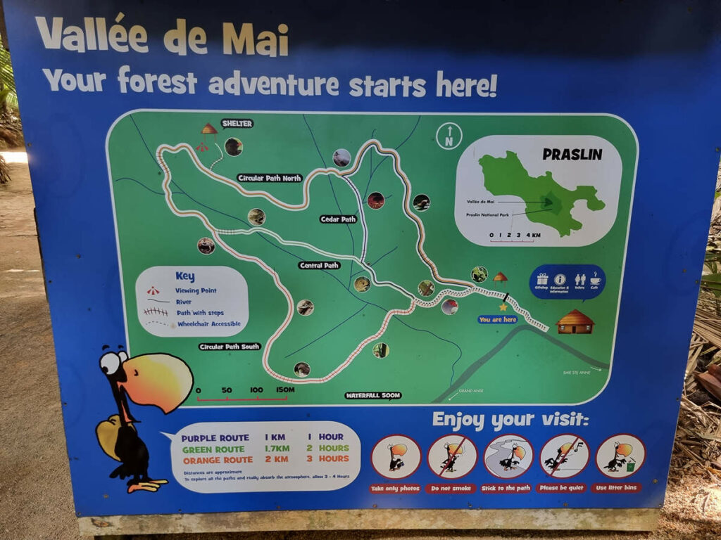 Wanderroute in Vallée de Mai