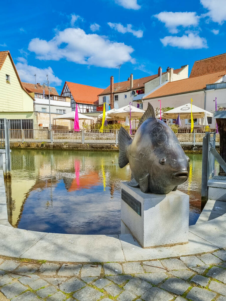 Statue des Aischgründer Spiegelkarpfen Forchheim