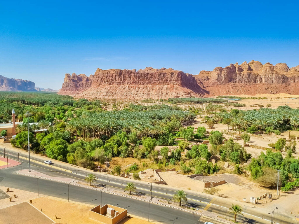 Blick auf den Oais Heritage Trail aus der Festung Al Ula