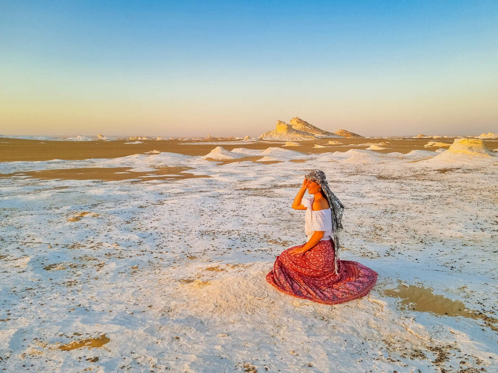 Weiße Wüste Ägypten Goldene Stunden Sonnenuntergang