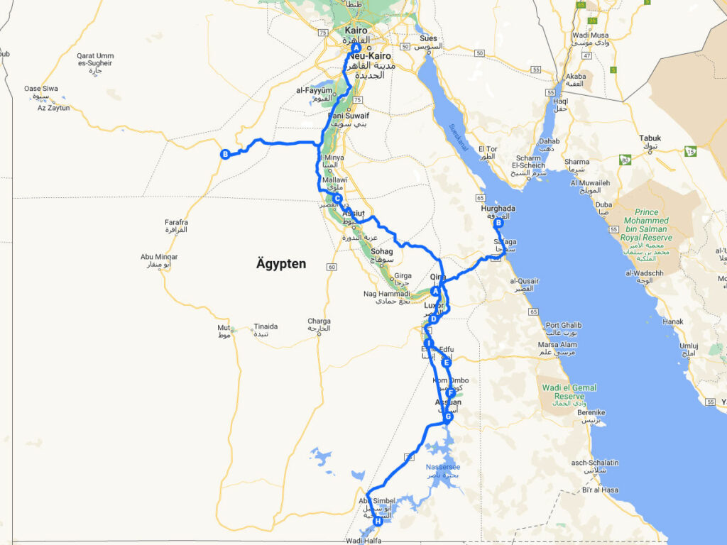 Roadtrip Ägypten Reiseroute