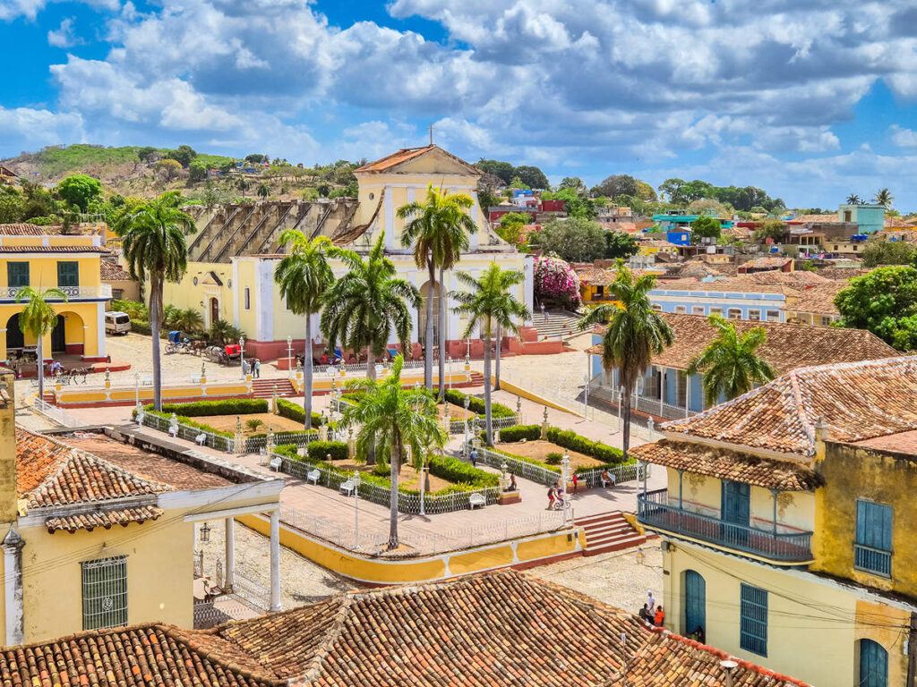 Blick auf Plaza Mayor aus dem Turm von Palecio Cantero